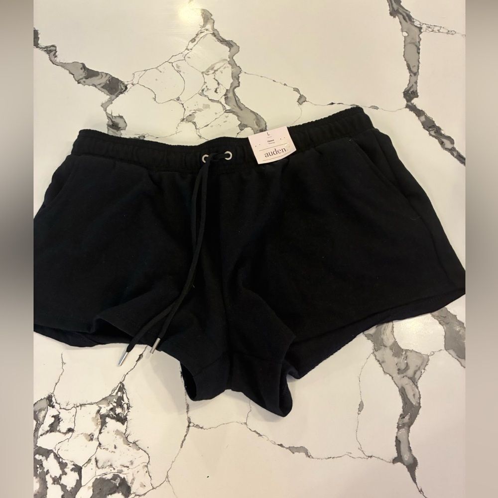 Auden Black Terry Drawstring Lounge Shorts